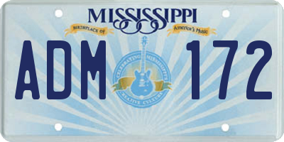 MS license plate ADM172