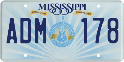 MS license plate ADM178