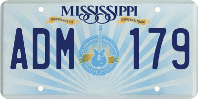 MS license plate ADM179