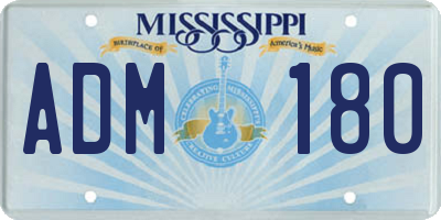 MS license plate ADM180
