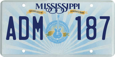 MS license plate ADM187