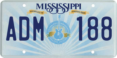 MS license plate ADM188