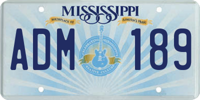 MS license plate ADM189