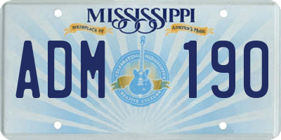 MS license plate ADM190