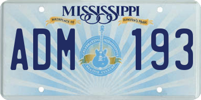 MS license plate ADM193