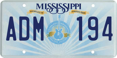 MS license plate ADM194
