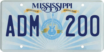 MS license plate ADM200