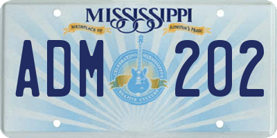 MS license plate ADM202