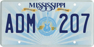 MS license plate ADM207