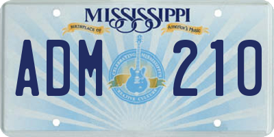 MS license plate ADM210