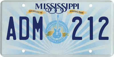 MS license plate ADM212