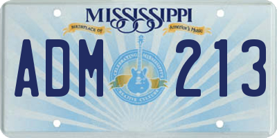 MS license plate ADM213