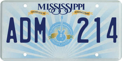 MS license plate ADM214