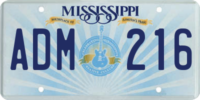 MS license plate ADM216