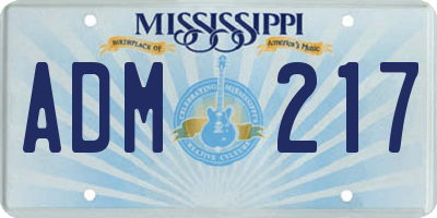 MS license plate ADM217