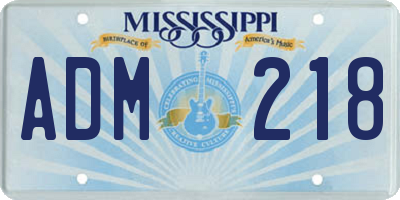 MS license plate ADM218