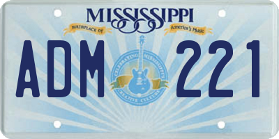 MS license plate ADM221