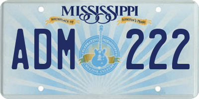 MS license plate ADM222