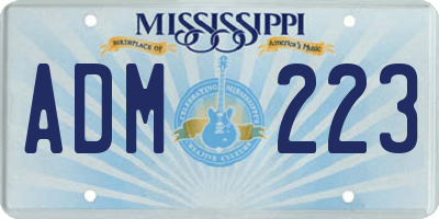 MS license plate ADM223