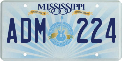 MS license plate ADM224