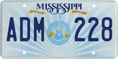 MS license plate ADM228