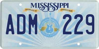 MS license plate ADM229
