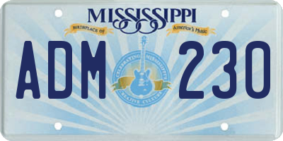 MS license plate ADM230