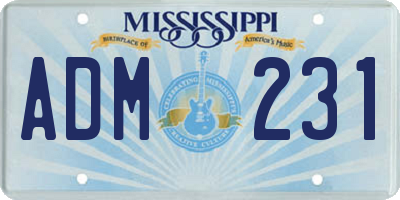 MS license plate ADM231