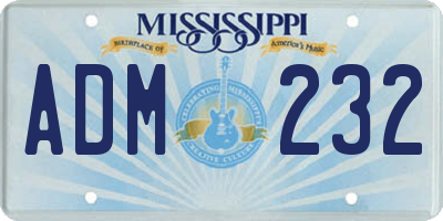 MS license plate ADM232