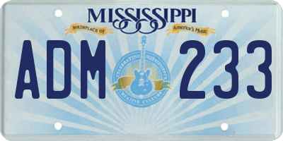 MS license plate ADM233