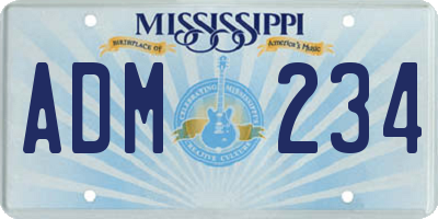 MS license plate ADM234