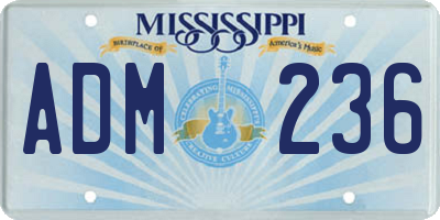 MS license plate ADM236