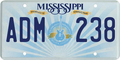 MS license plate ADM238