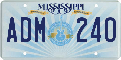 MS license plate ADM240