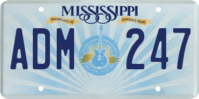 MS license plate ADM247