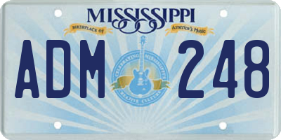 MS license plate ADM248