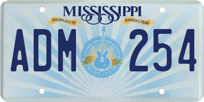 MS license plate ADM254