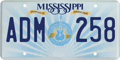 MS license plate ADM258
