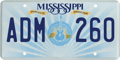MS license plate ADM260