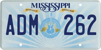 MS license plate ADM262