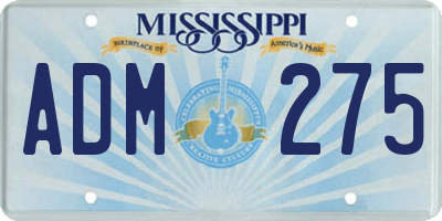 MS license plate ADM275