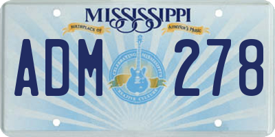 MS license plate ADM278