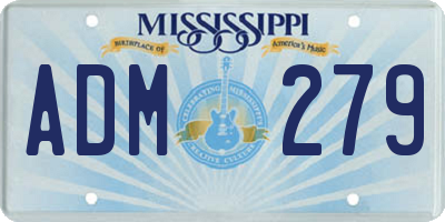MS license plate ADM279