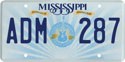 MS license plate ADM287