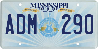 MS license plate ADM290