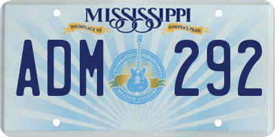 MS license plate ADM292