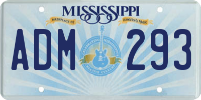 MS license plate ADM293