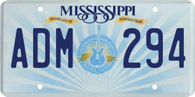 MS license plate ADM294
