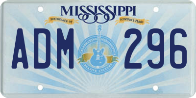 MS license plate ADM296