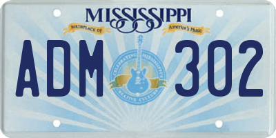 MS license plate ADM302